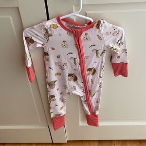 NWT Angel Dear Bamboo Farm Animal Print Foldover Feet Convertible Pajama 0-3M